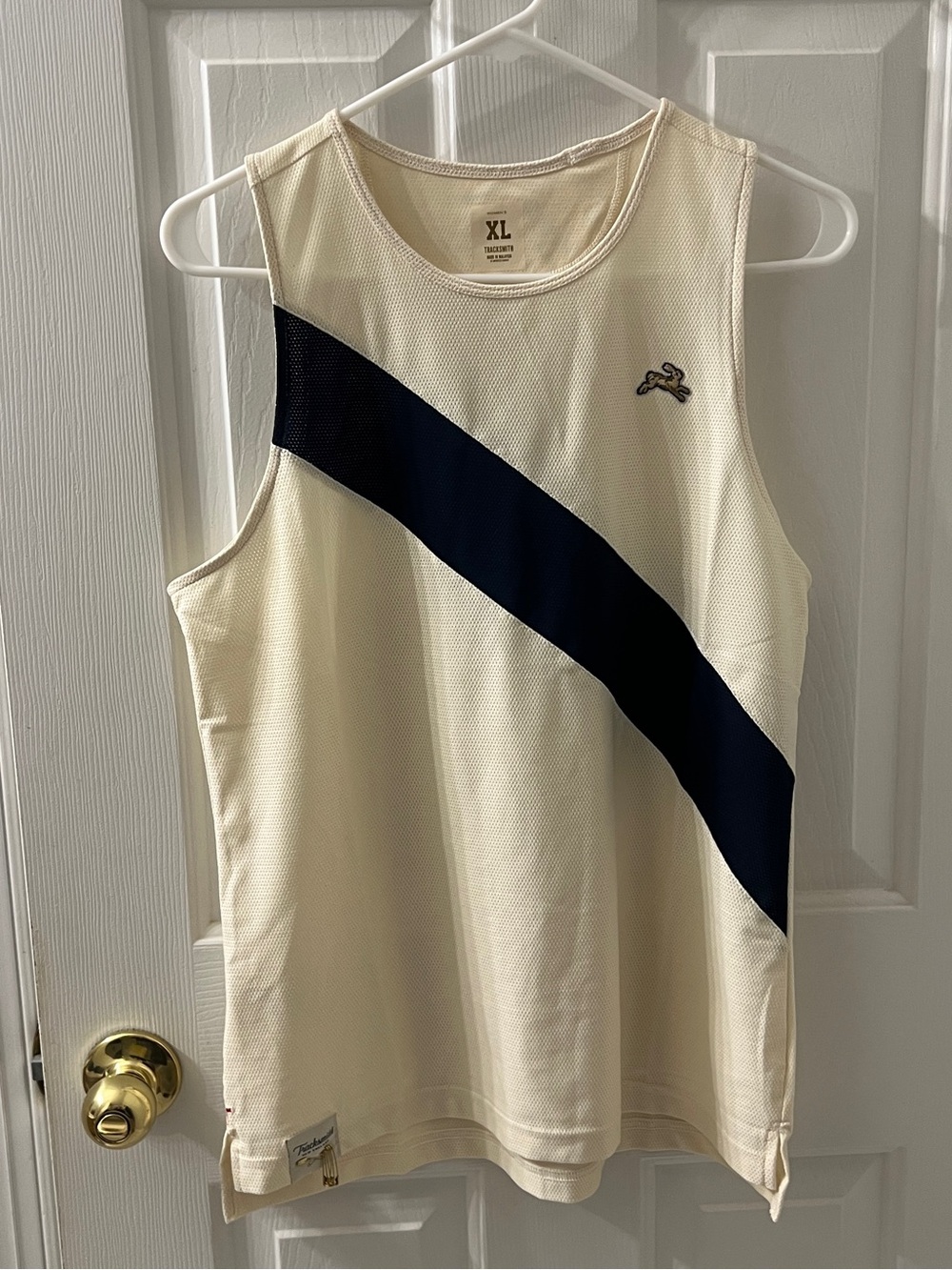 Tracksmith Women’s Hare A.C. Membership Singlet Top Ivory/Navy XL New W/o Tag